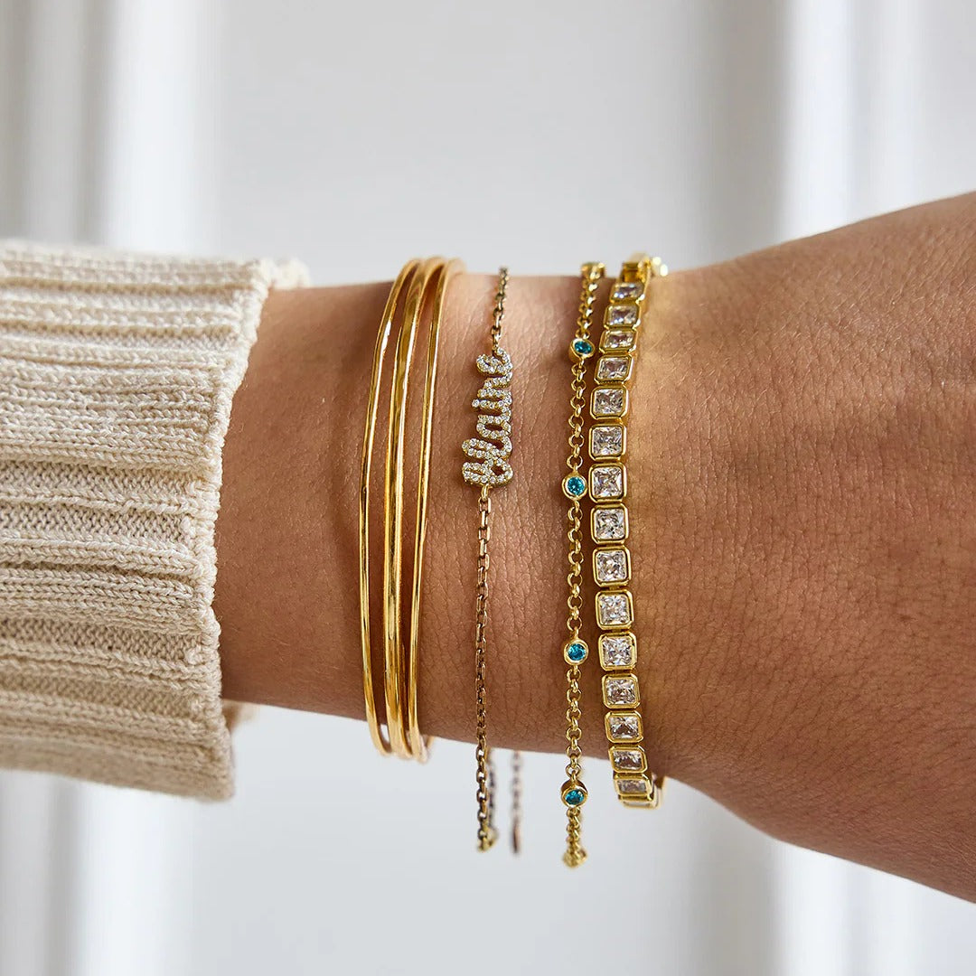 Kristin 18K Gold Tennis Bracelet in Square Bezel | BaubleBar