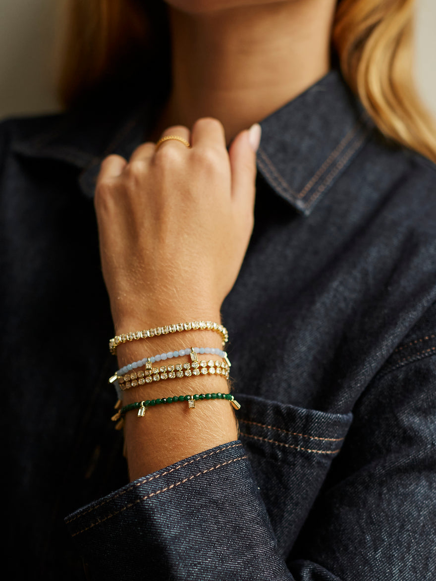 Crystal Beaded Bracelet - Malachite