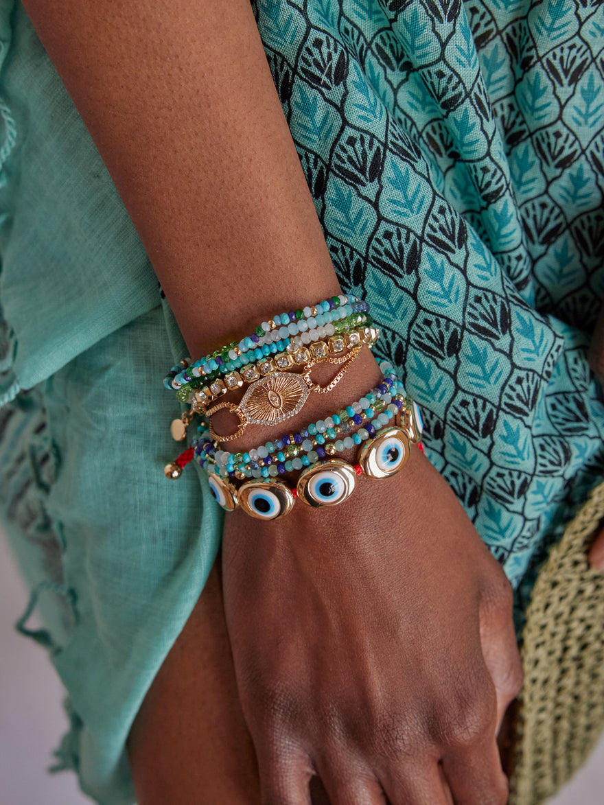 Indya Semi-Precious Layered Bracelet Set - Blue Multi