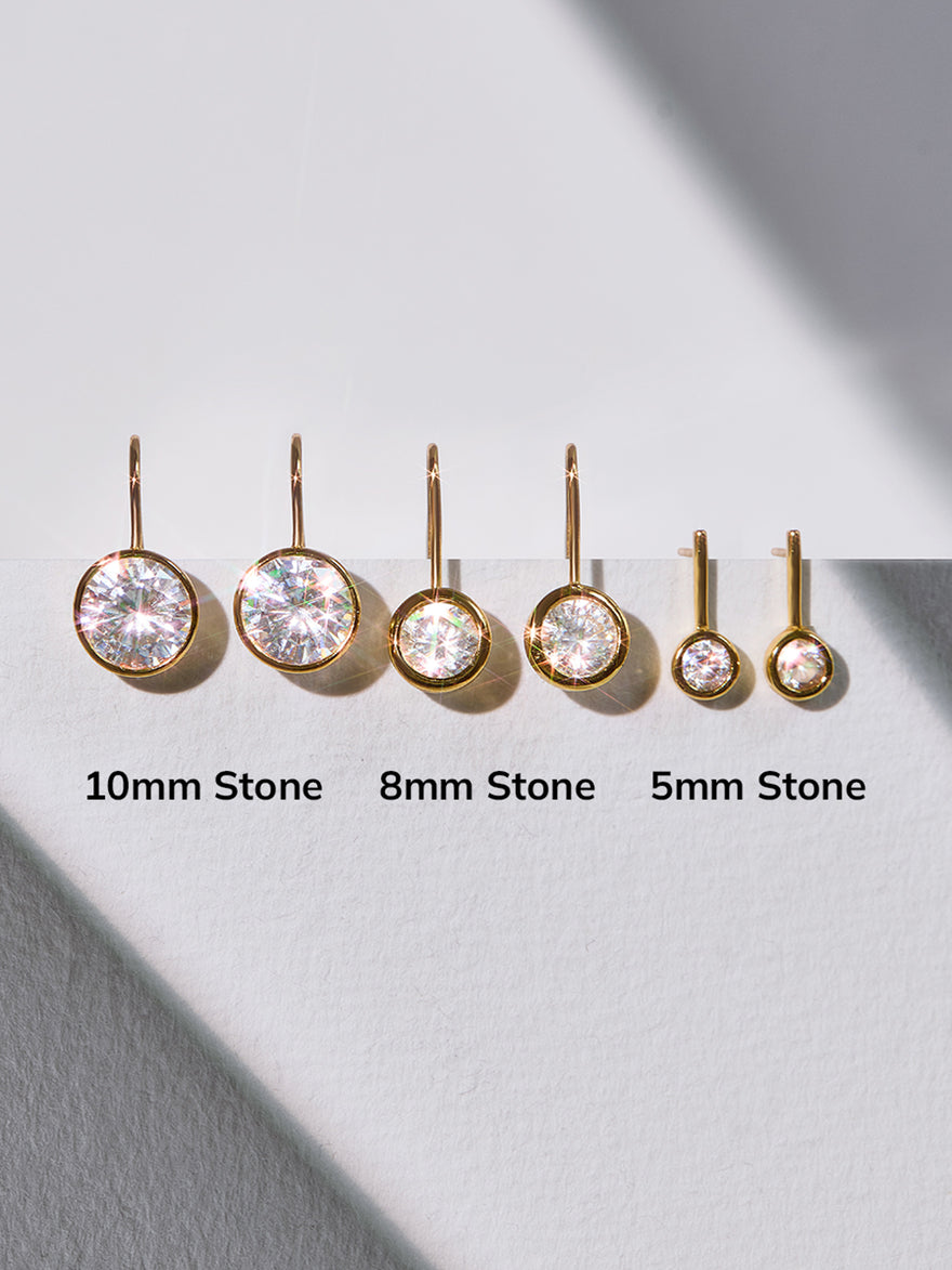 Fallon 18K Gold Bezel Earrings - 8MM Stone