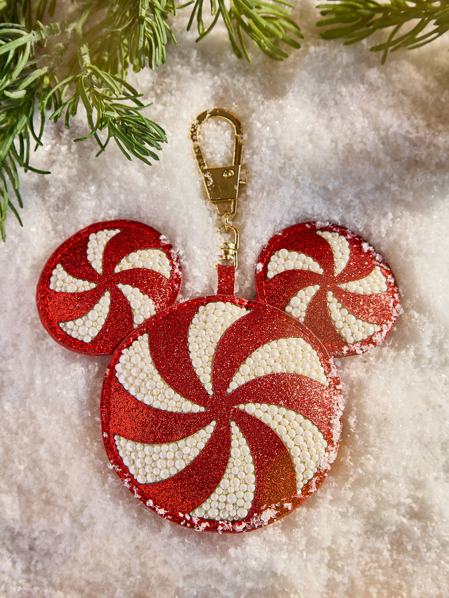 Disney Mickey Mouse Candy Cane Puff Bag Charm - Disney Candy Cane Bag Puff Bag Charm