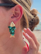 BaubleBar Ripple Effect Fish Earrings - Gold/Malachite - 
    Fish statement earrings
  
