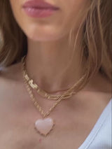 BaubleBar Juno Pink Resin Pendant - Pink - 
    Heart pendant on a gold chain 
  
