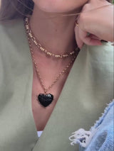 BaubleBar Juno Black Resin Pendant - Black - 
    Heart pendant on a gold chain 
  
