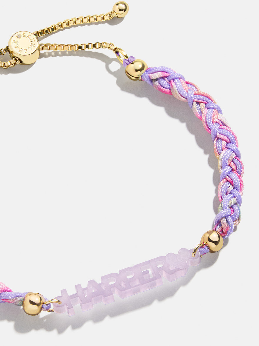 Acrylic Kids' Custom Nameplate Bracelet - Translucent Purple
