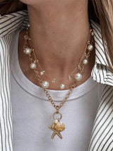 BaubleBar Pacifica Seashell Necklace - Gold/Pavé - 
    Gold and crystal necklace
  
