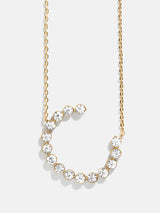 BaubleBar C - Oversized crystal letter pendant necklace