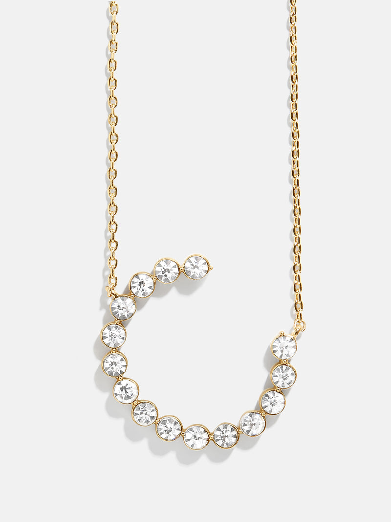 BaubleBar C - Oversized crystal letter pendant necklace
