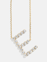 BaubleBar E - Oversized crystal letter pendant necklace