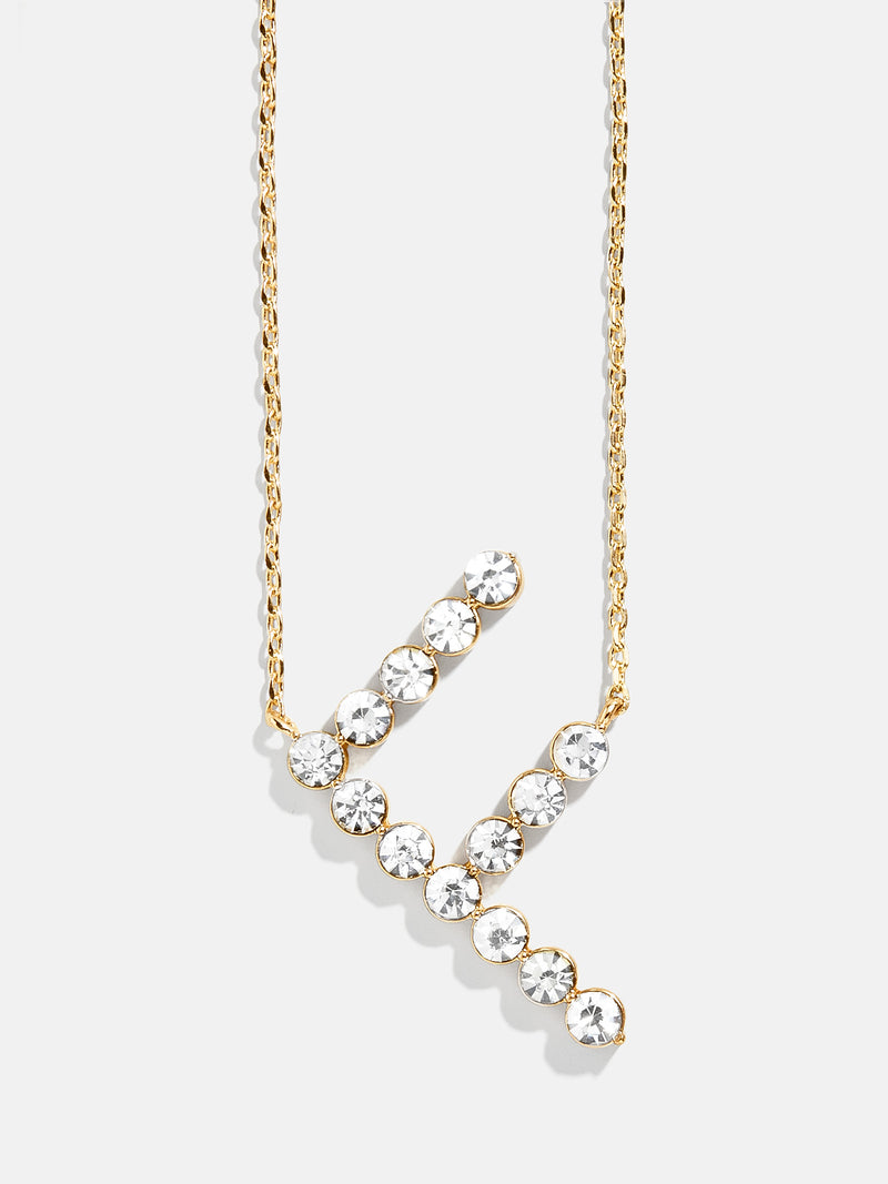 BaubleBar F - Oversized crystal letter pendant necklace