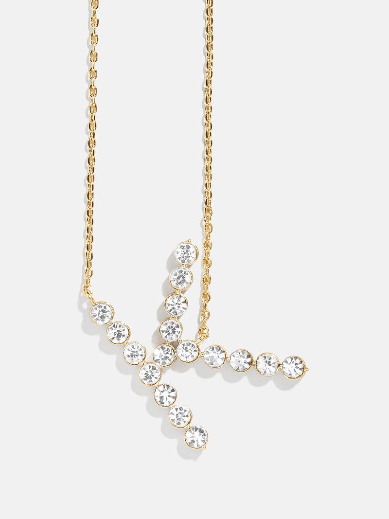 BaubleBar K - Oversized crystal letter pendant necklace