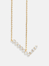 BaubleBar L - Oversized crystal letter pendant necklace