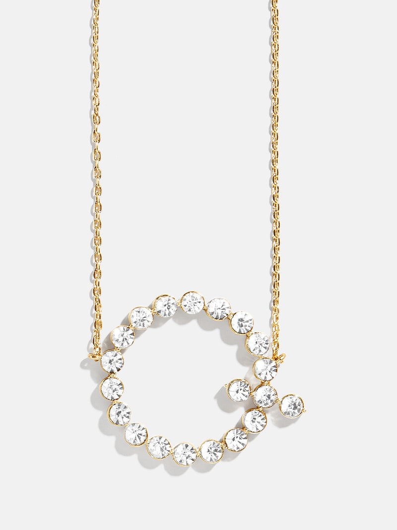 BaubleBar Q - Oversized crystal letter pendant necklace