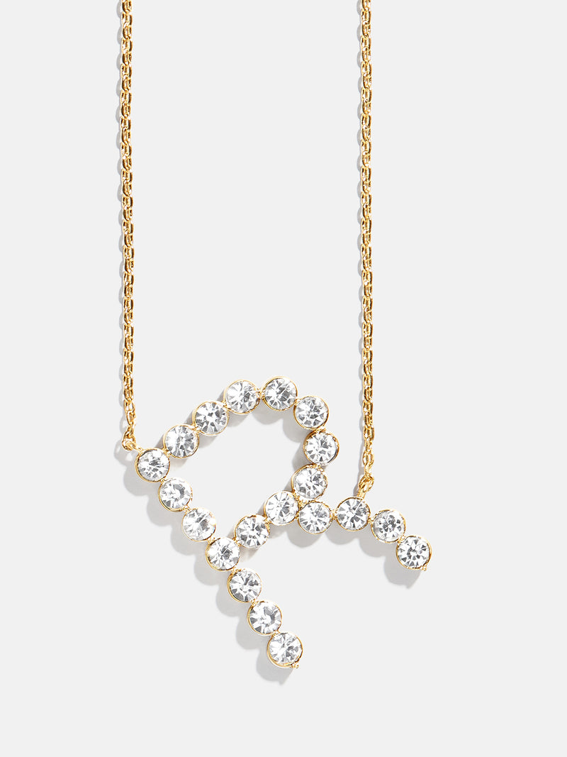 BaubleBar R - Oversized crystal letter pendant necklace