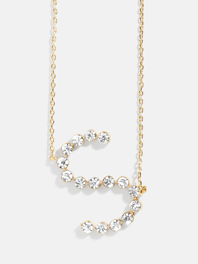 BaubleBar S - Oversized crystal letter pendant necklace