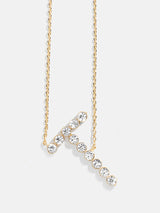 BaubleBar T - Oversized crystal letter pendant necklace