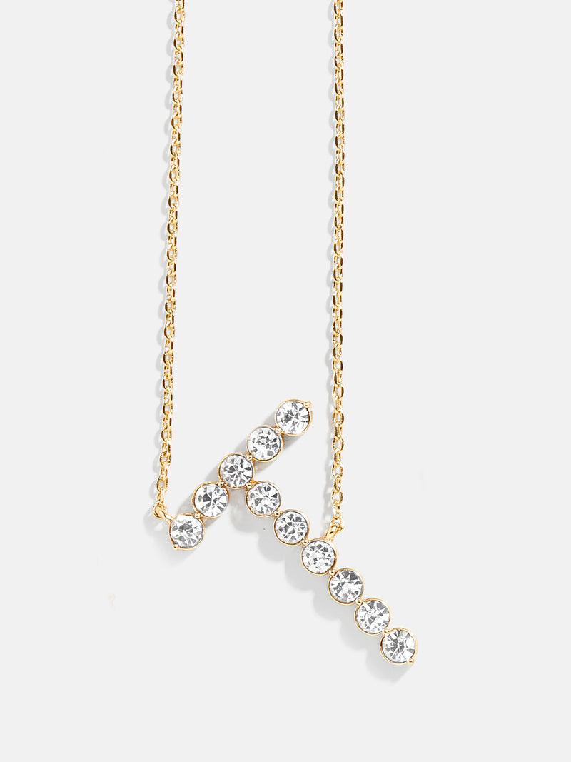 BaubleBar T - Oversized crystal letter pendant necklace