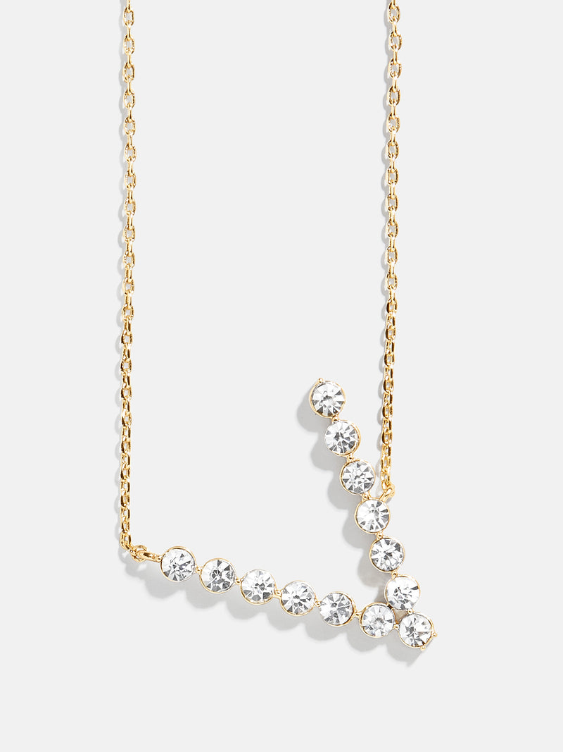 BaubleBar V - Oversized crystal letter pendant necklace