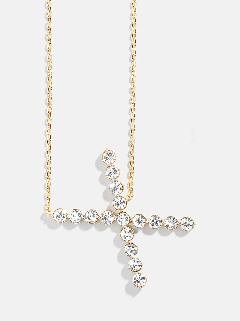 BaubleBar X - Oversized crystal letter pendant necklace