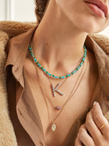 BaubleBar Asymmetrical Large Initial Necklace - Gold/Clear - Oversized crystal letter pendant necklace