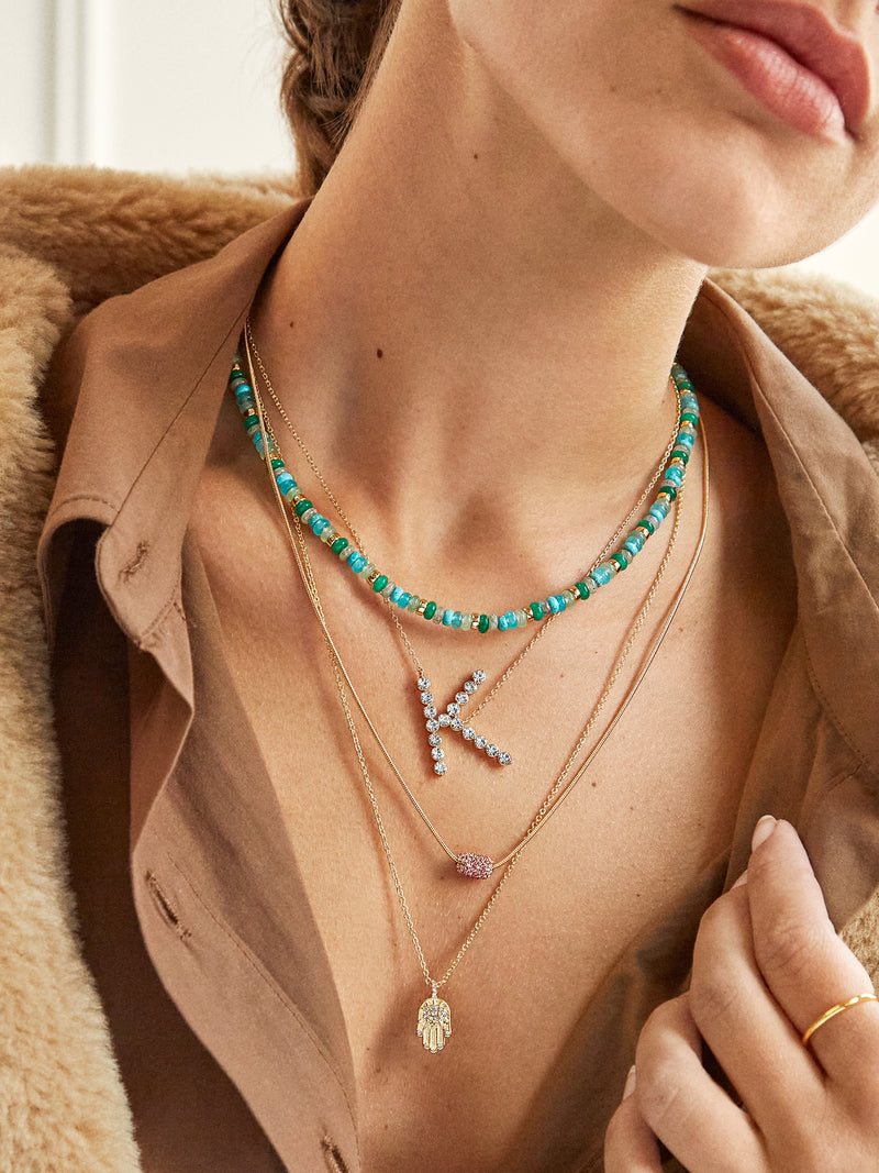BaubleBar Asymmetrical Large Initial Necklace - Gold/Clear - Oversized crystal letter pendant necklace