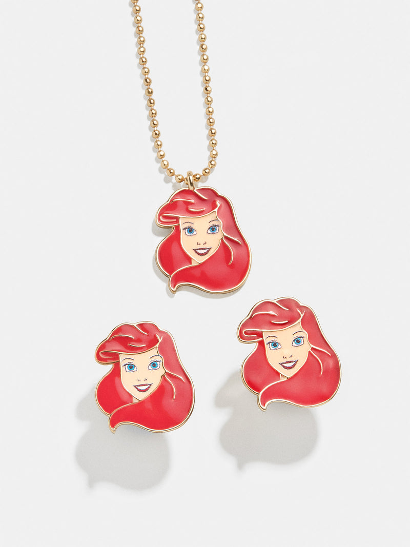BaubleBar Disney Princess Kids' Jewelry Set - Ariel - Disney Princess clip-on earrings and necklace
