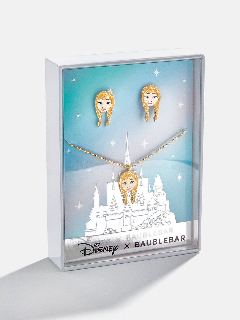 BaubleBar Disney Princess Kids' Jewelry Set - Anna - 
    Disney Princess clip-on earrings and necklace
  
