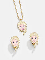 BaubleBar Disney Princess Kids' Jewelry Set - Elsa - Disney Princess clip-on earrings and necklace