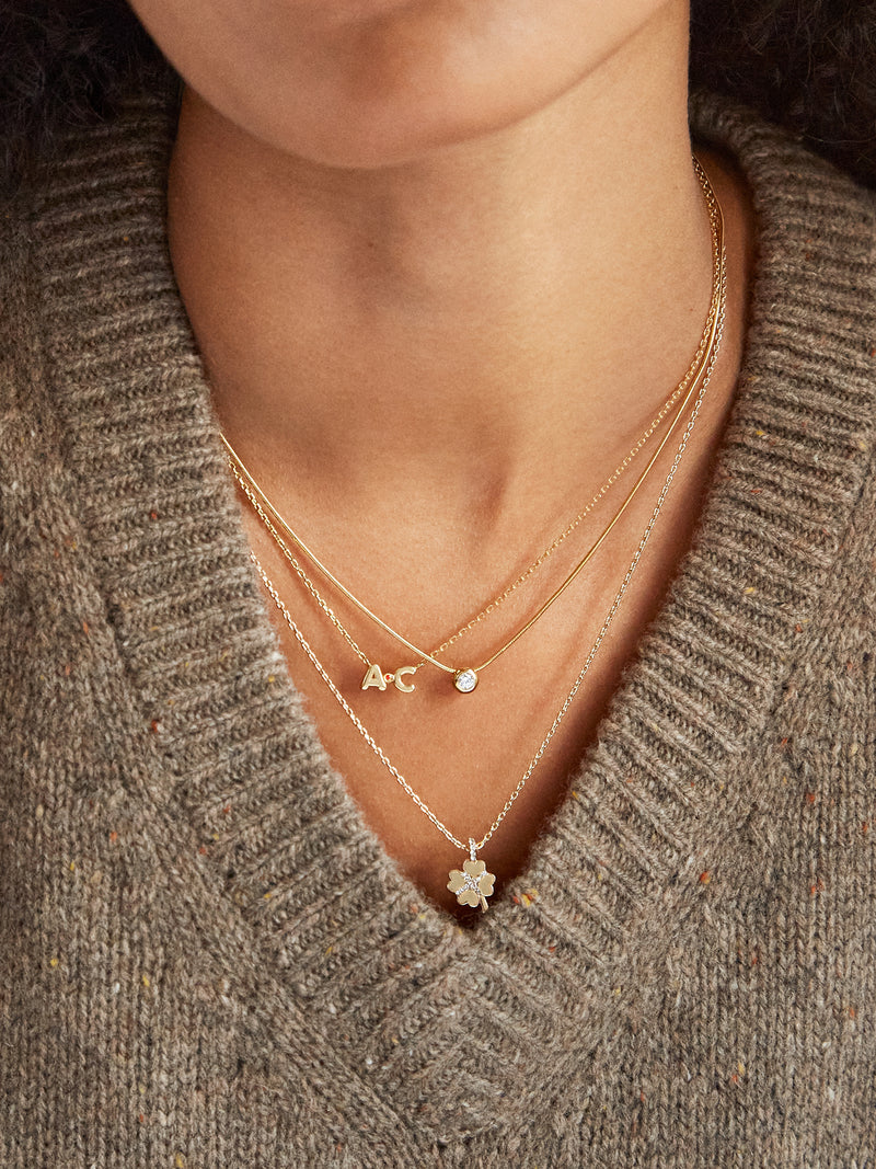 Diamond Accented Four Leaf Clover Pendant Necklace