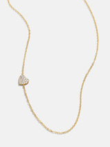 BaubleBar 18K Gold Asymmetrical Heart Necklace - Pavé Heart - 18K Gold Plated Sterling Silver, Cubic Zirconia stones