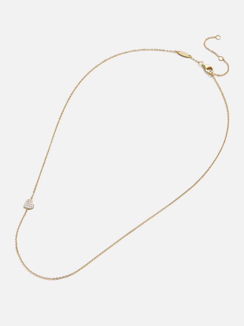 BaubleBar 18K Gold Asymmetrical Heart Necklace - Pavé Heart - 18K Gold Plated Sterling Silver, Cubic Zirconia stones