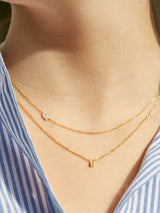BaubleBar 18K Gold Asymmetrical Heart Necklace - Pavé Heart - 18K Gold Plated Sterling Silver, Cubic Zirconia stones