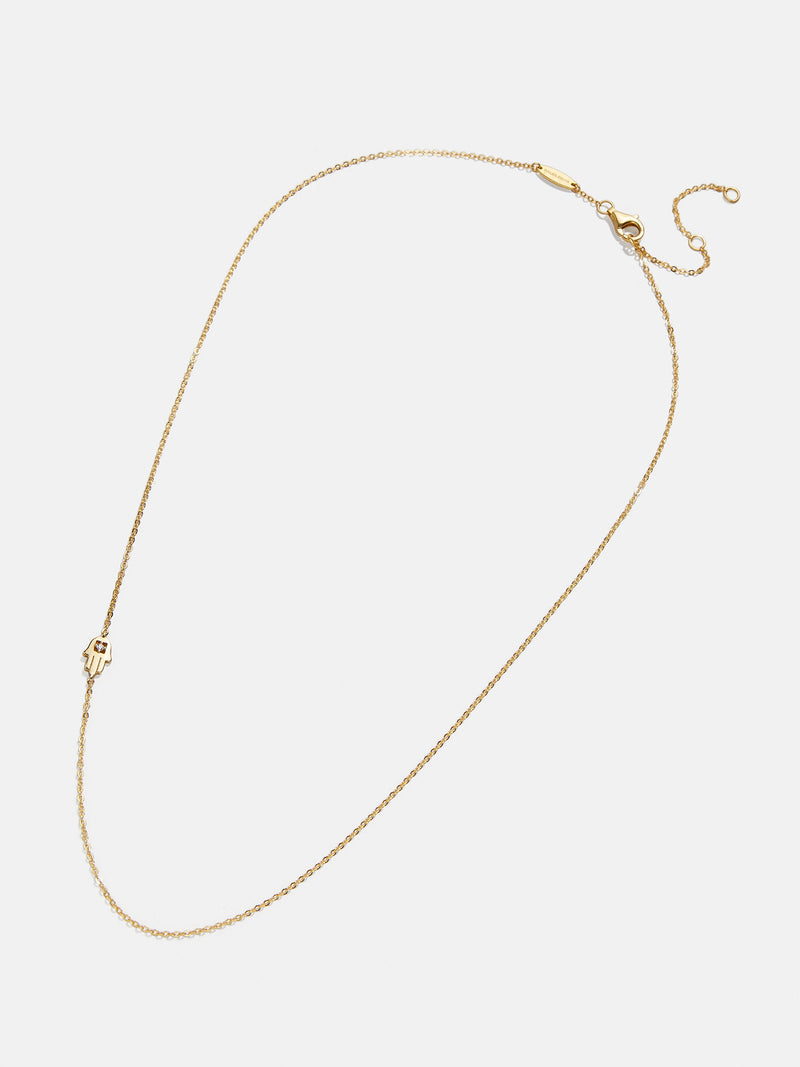 BaubleBar 18K Gold Asymmetrical Hamsa Necklace - Gold Hamsa - 18K Gold Plated Sterling Silver, Cubic Zirconia stone