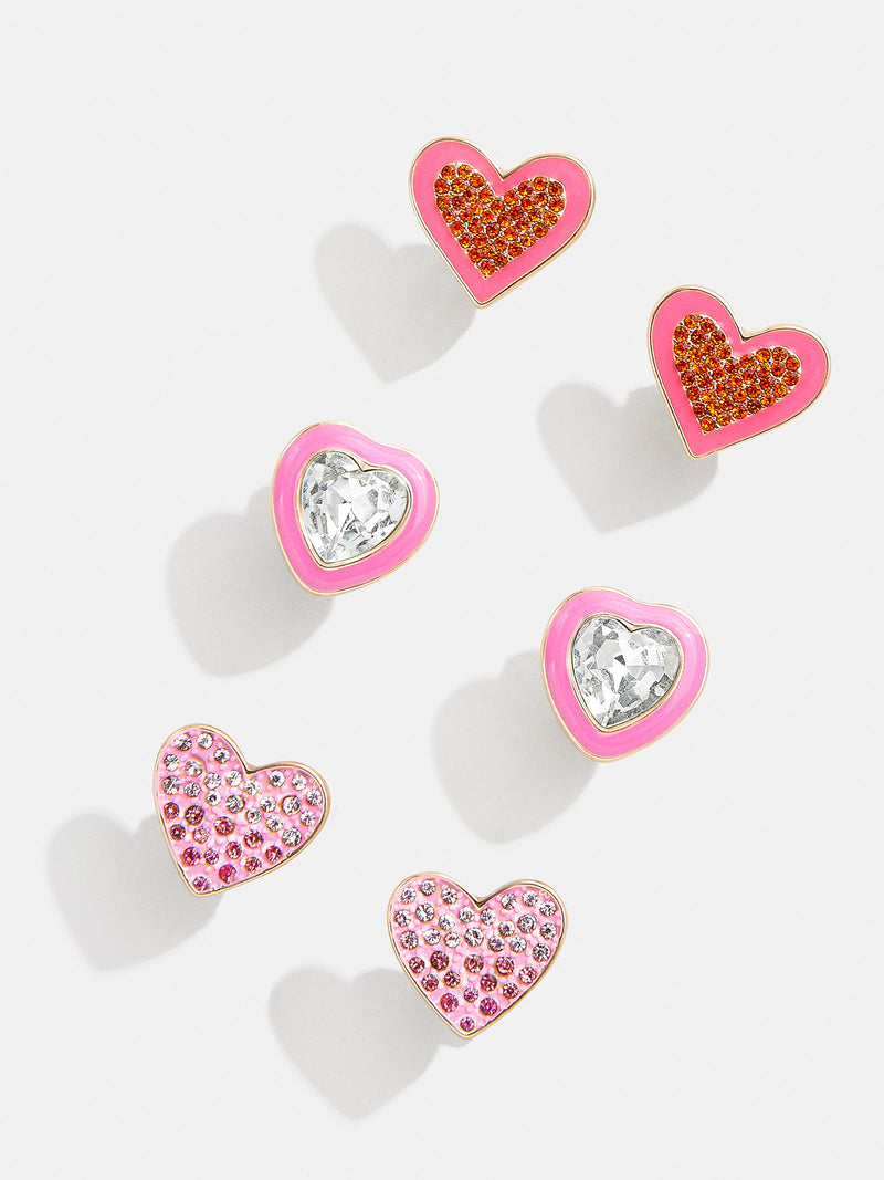 BaubleBar Sweetheart Kids' Earring Set - Pink - 
    Three pairs of kids' heart earrings
  
