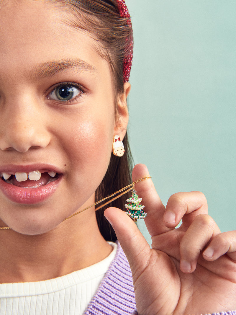 BaubleBar Deck the Halls Kids' Necklace - Kids' Christmas Tree - Magnetic Christmas tree kids' necklace