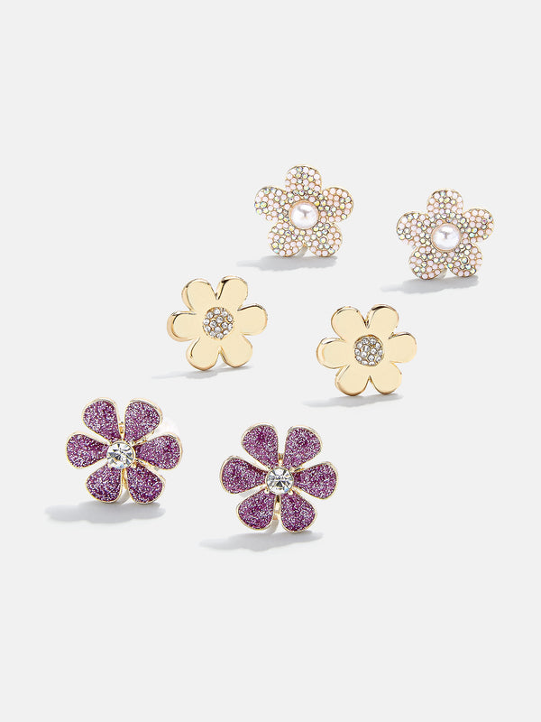 Flower Power Kids' Earring Set - Purple