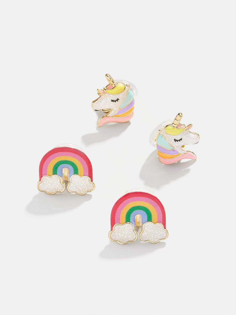 BaubleBar Rainbows and Unicorns Kids' Earring Set - Pink - 
    One set of unicorn earrings, one set of rainbow earrings
  
