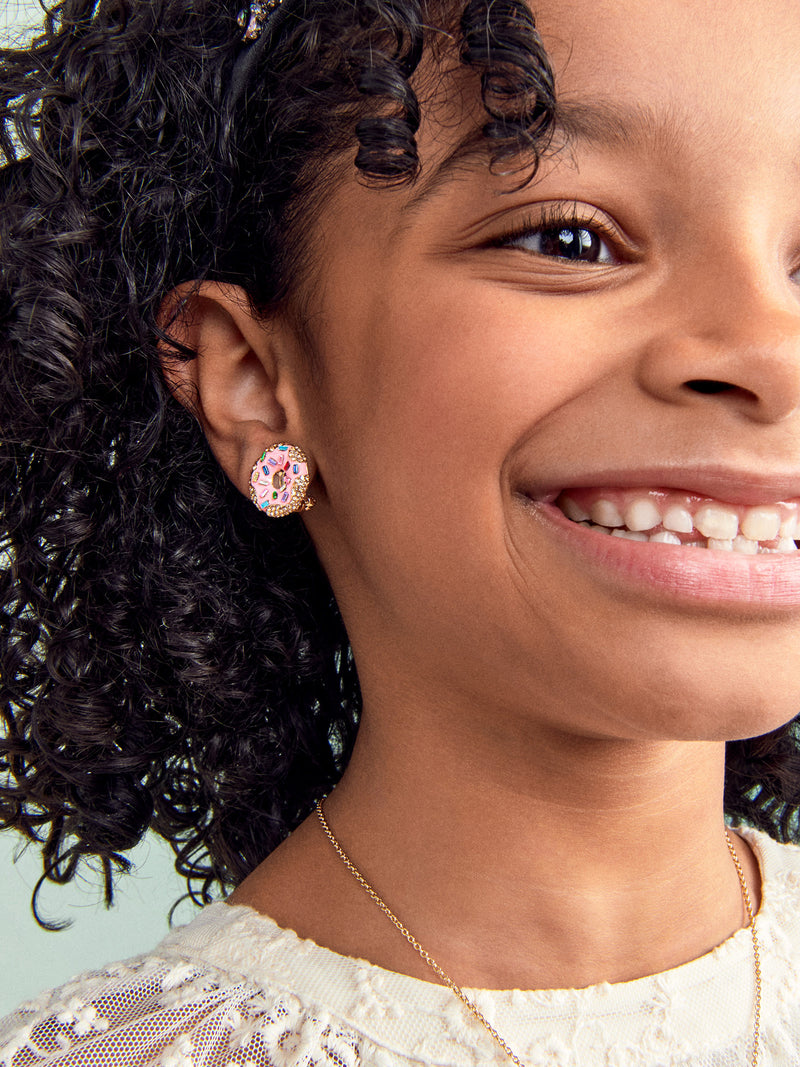 BaubleBar Sugar Rush Kids' Earring Set - Pink - One set of bear earrings, one set of donut earrings