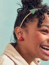 BaubleBar That's A Wrap Kids' Clip On Earring Set - Gold/Red/Green - Three pairs of kids' Christmas bow earrings