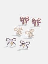 BaubleBar Greatest Gift Kids' Clip-On Earring Set - Purple - Three sets of bow earrings