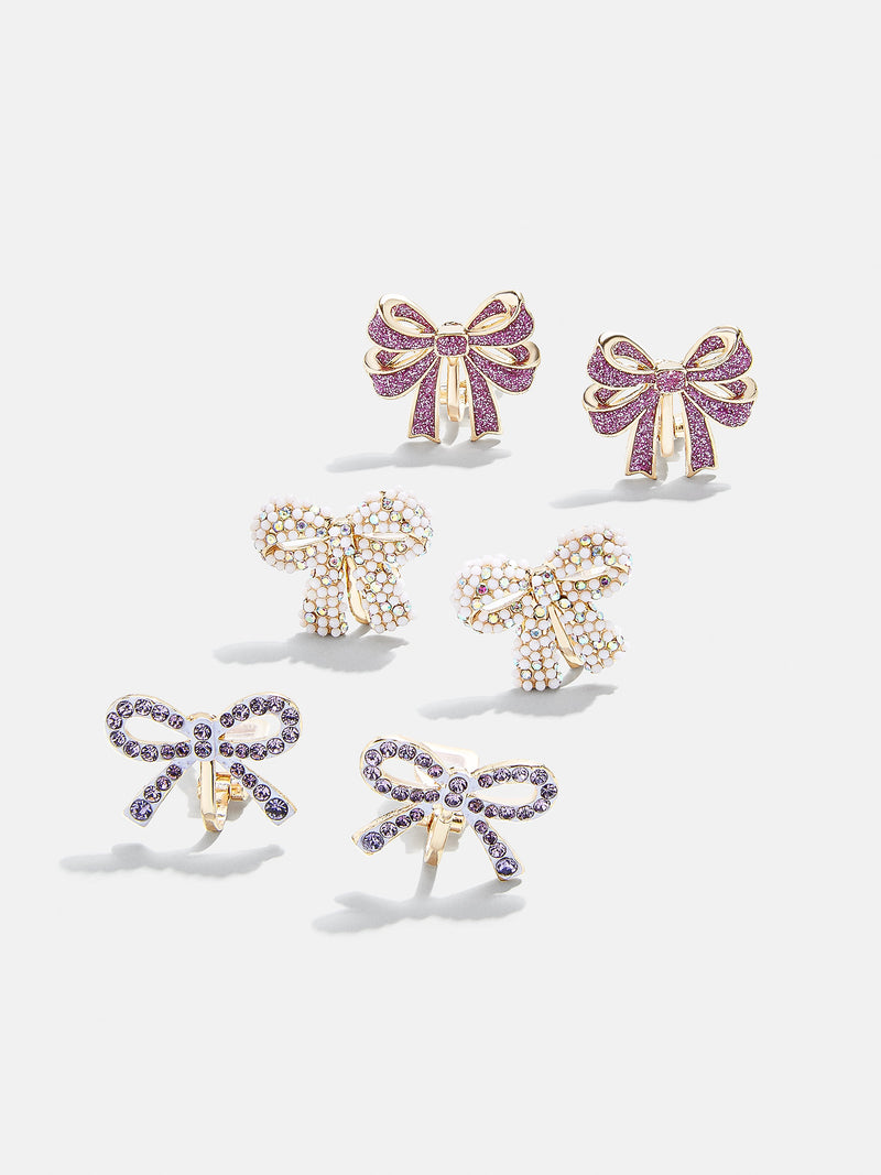 Amazon.com: ENSKEFEN 3 Pairs Kids Clip On Earrings Set for Girls Pink Bow Clip  Earrings Pearl Bow Clip-On Earrings Kids Non-Pierced Earrings Set:  Clothing, Shoes & Jewelry
