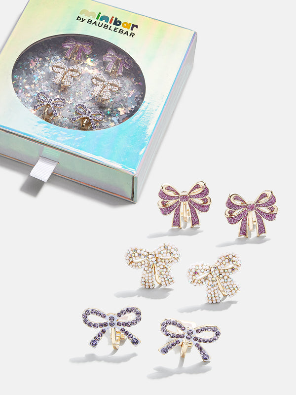 Greatest Gift Kids' Clip-On Earring Set - Purple