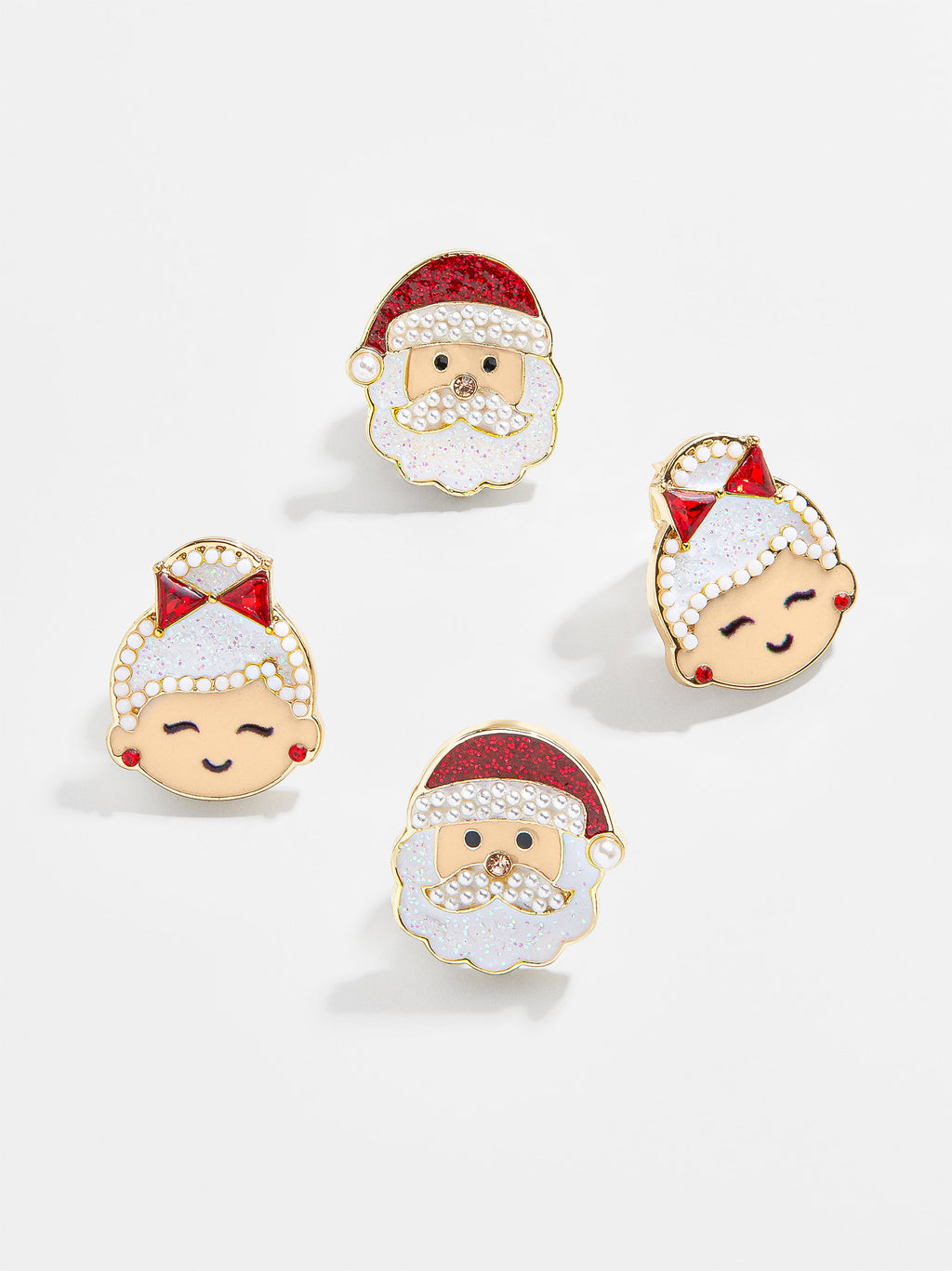 Mr. & Mrs. Claus Clip On Earring Set Red White