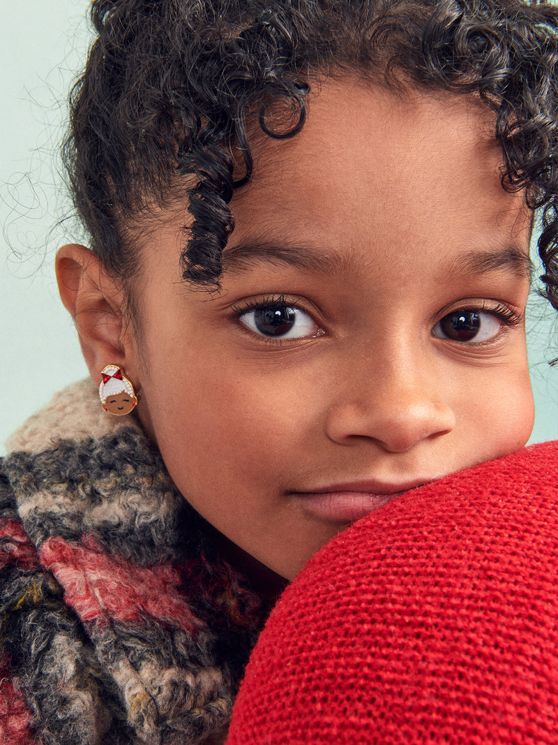 BaubleBar Mr. & Mrs. Claus Kids' Clip-On Earring Set - Red/White - 
    Set of two christmas earrings
  
