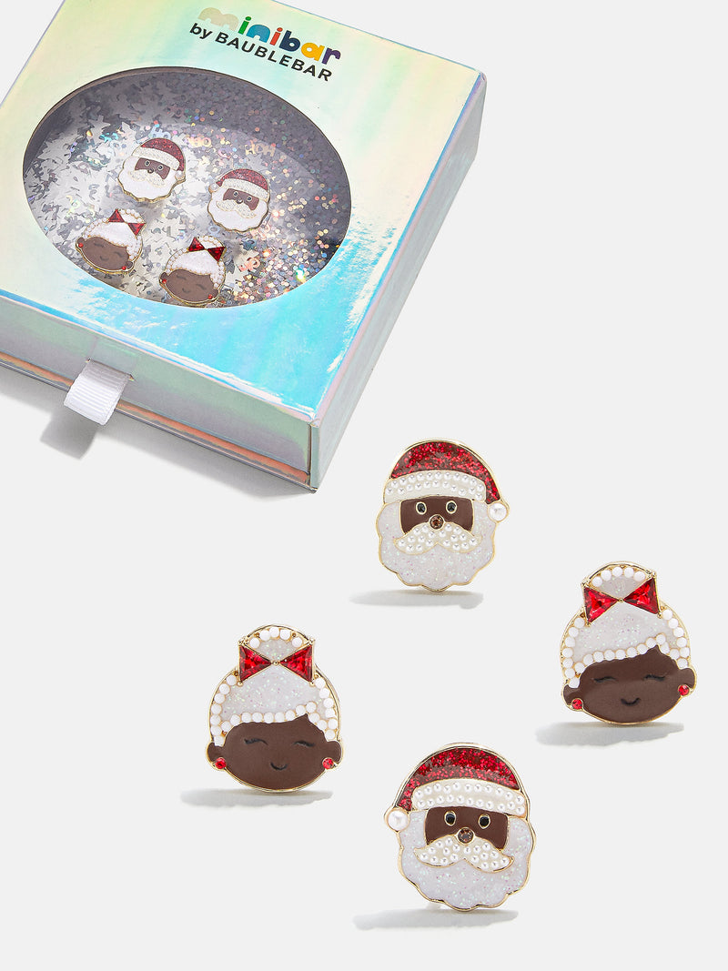 BaubleBar Shade 3 - One set of Santa Claus earrings, one set of Mrs. Claus earrings