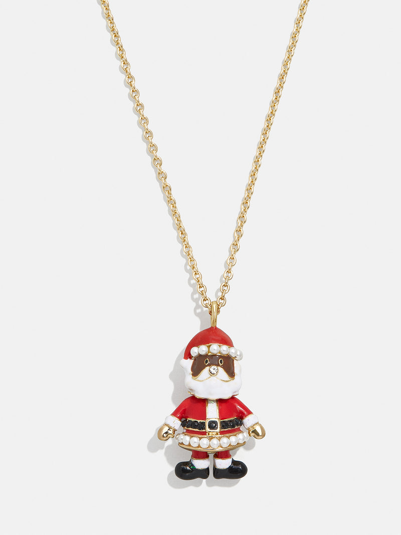 Needles Knots N Bows Santa Necklace & Earring Set, Girls Christmas Jewelry Set, Girls Santa Necklace, Santa Dangle Earrings