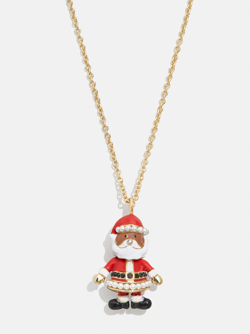 Needles Knots N Bows Santa Necklace & Earring Set, Girls Christmas Jewelry Set, Girls Santa Necklace, Santa Dangle Earrings