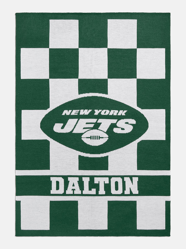 New York Jets NFL Custom Blanket: Checkerboard Print - New York Jets