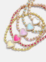 BaubleBar Sweetheart Kids' Pisa Bracelet Set - Sweethearts - Five gold beaded stretch bracelets