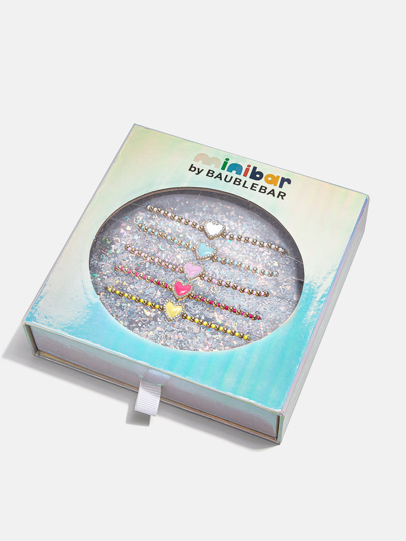 BaubleBar Sweetheart Kids' Pisa Bracelet Set - Assorted Hearts - 
    Five gold beaded stretch bracelets
  
